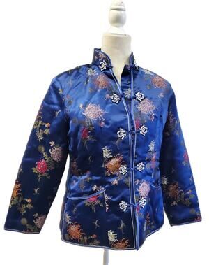 Vintage Peony Shanghai Blue Embroidered Jacket